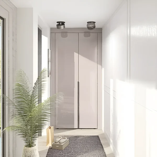 Flex 0.9m Handleless Wardrobe, Chipboard, Cashmere Facade for Balcony