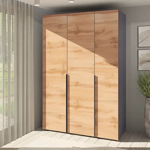 Flex handleless wardrobe 1.4 m chipboard facade Golden Oak three-door