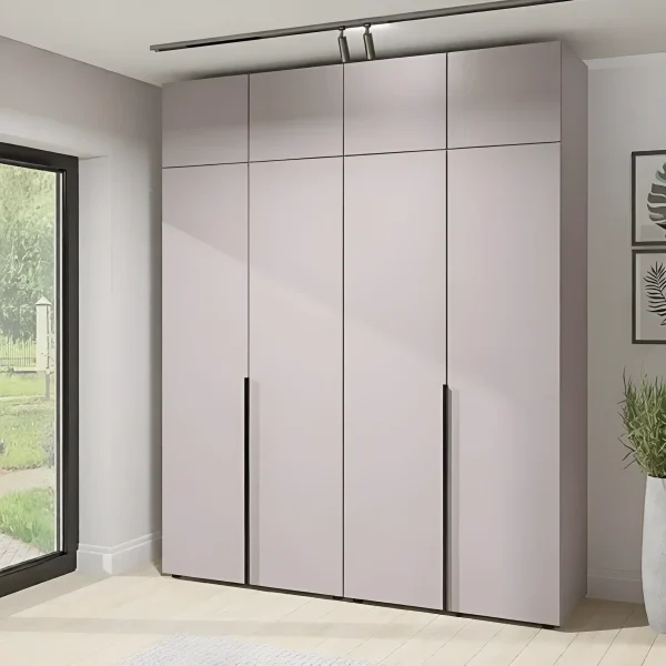 Flex Kleiderschrank ohne Griffe 2 Meter Spanplatten-Front Kaschmir 4-türig
