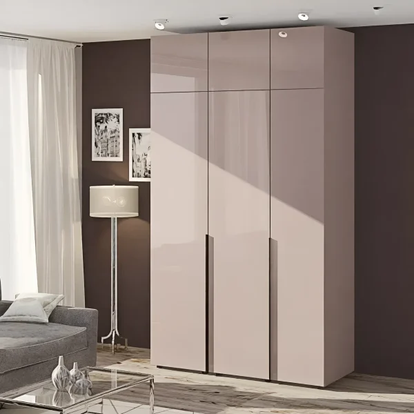 Griffloser Kleiderschrank Flex 1,4 Meter Spanplatte Toffee Front 3-türig