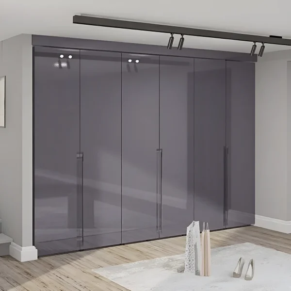 Flex 300 cm griffloser Kleiderschrank mit Graphit-MDF-Fronten für den Flur