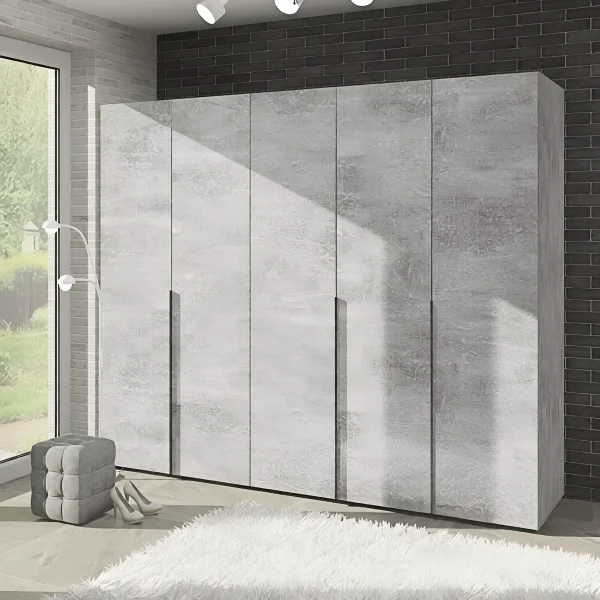 Schrank Eco Flex 2,5 m Spanplatte Betonfront für Schlafzimmer