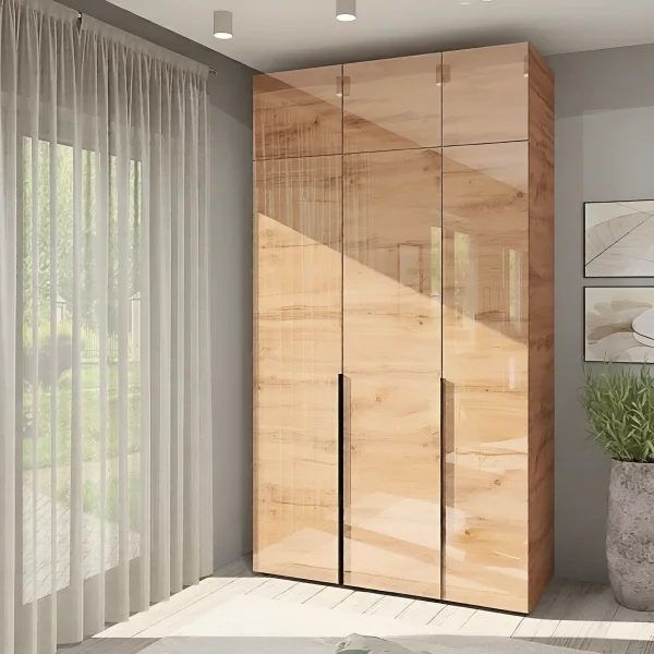 Kleiderschrank Eco Flex 1,4 m Spanplatte Front Appalachen-Eiche dreitürig