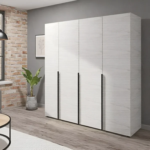 Kleiderschrank Eco Flex 1,9m mit Spanplatten-Fronten in Eiche hell, 4-türig