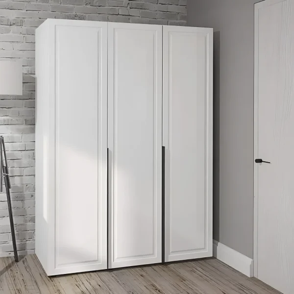 Klassischer Kleiderschrank Flex 150 cm MDF-Front Weiß 3-türig