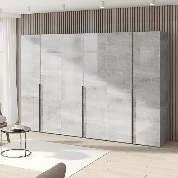 Minimalist Flex Wardrobe 3m Chipboard Concrete Facade Six-Door