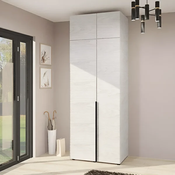 Moderner Kleiderschrank Flex 0,9 m Spanplatte Front Gebleichte Eiche zweitürig