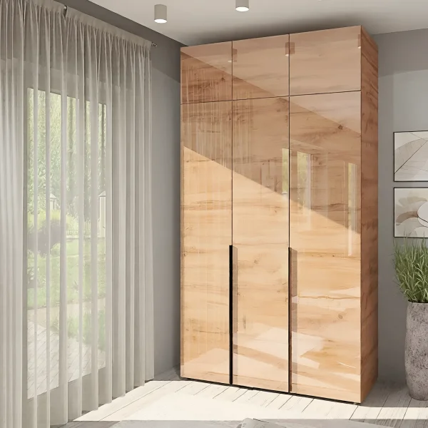 Flex 1.3 m Wardrobe with Mezzanine, Chipboard, Appalachian Oak Facade, 3-Door