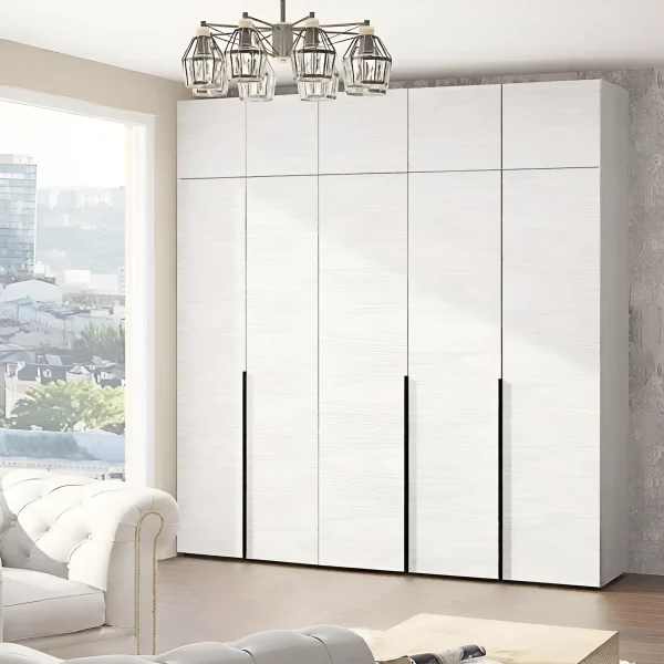 Flex wardrobe with mezzanine 2.3 m chipboard bleached oak facade 5 doors