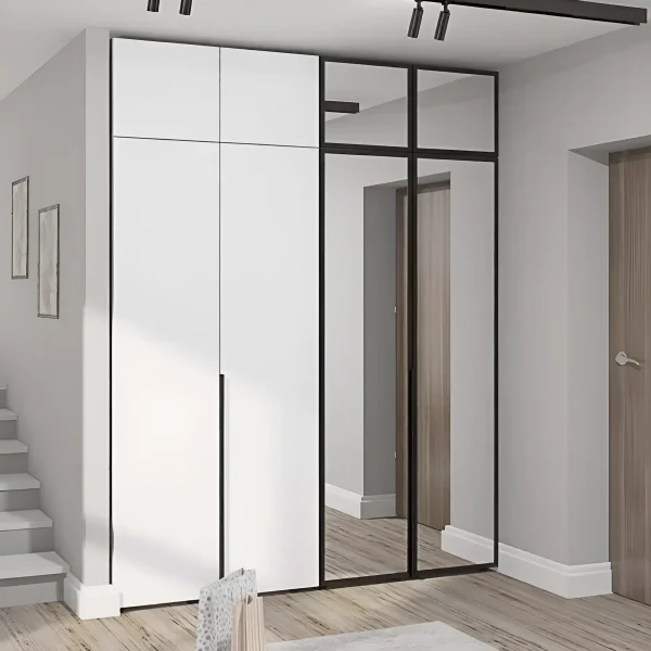 Flex wardrobe with mezzanines 1.6 meters chipboard white facade four-door