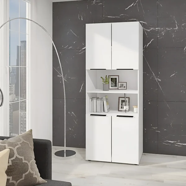 Flex 0.8m Shelving Wardrobe, Chipboard, White Front for Hallway