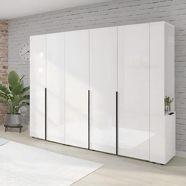 Flex 2300 mm Wardrobe with Extension, Chipboard, White Front for Shoes
