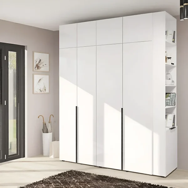 Flex 1.8m Wardrobe with Extension, Chipboard Fronts, White, Four-Door