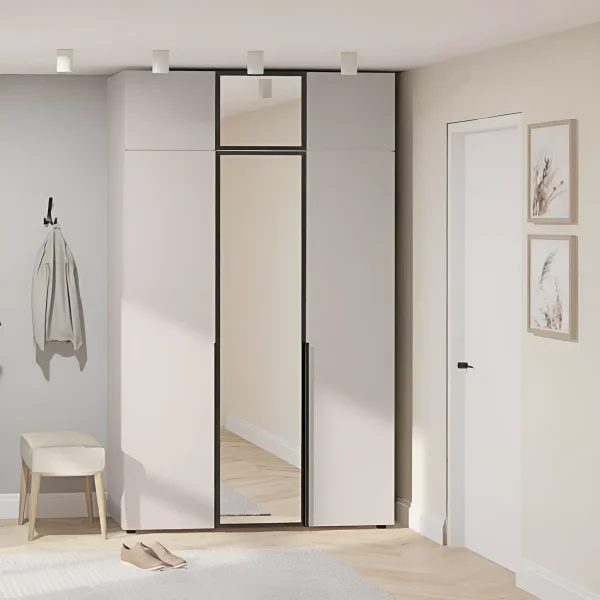 Flex 1.2m Mirror Wardrobe, Chipboard Cashmere Front, Three-Door
