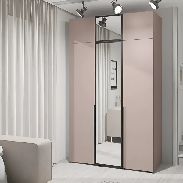 Flex 1.3 meter mirrored wardrobe, chipboard Toffee facade for hospitality