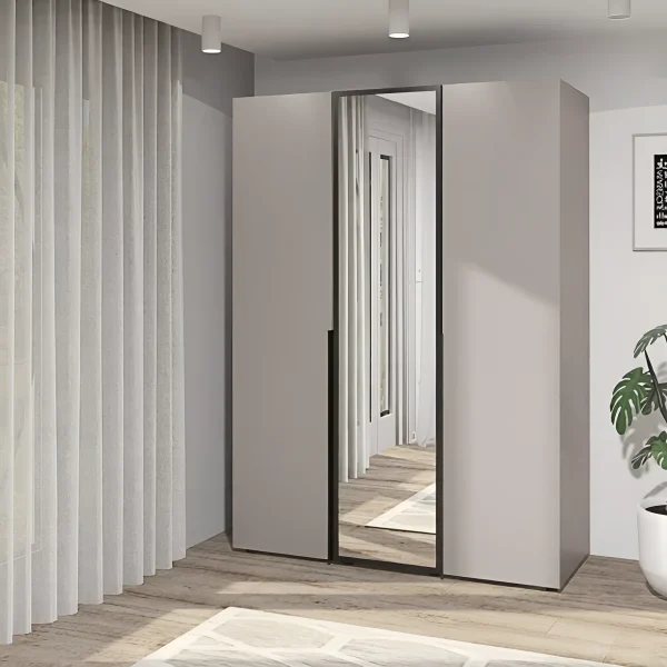 Flex 1,4 m Kleiderschrank mit Spiegel und Kaschmir-Spanplattenfronten für das Schlafzimmer
