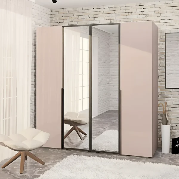 Flex 1.8-meter mirrored wardrobe with Toffee chipboard facades, four-door