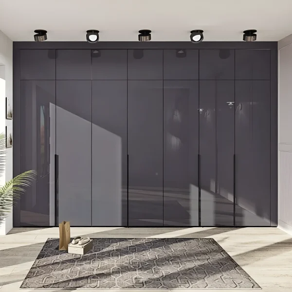 Flex Wall-to-Wall Wardrobe, Chipboard Graphite Front for Living Room
