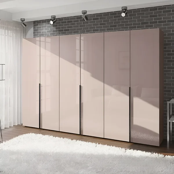 Moderner Kleiderschrank Flex 3,0 Meter Spanplatte Toffee-Fassade für Schuhe