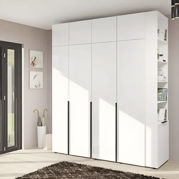 Moderner Kleiderschrank Flex 1,9 Meter Spanplatte weiße Front für das Wohnzimmer
