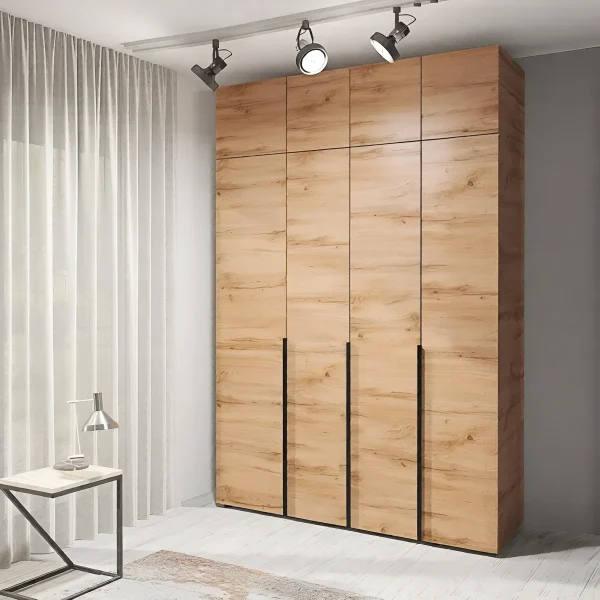 Modern Flex Wardrobe 1.7m with Golden Oak Chipboard Fronts, 4-Door
