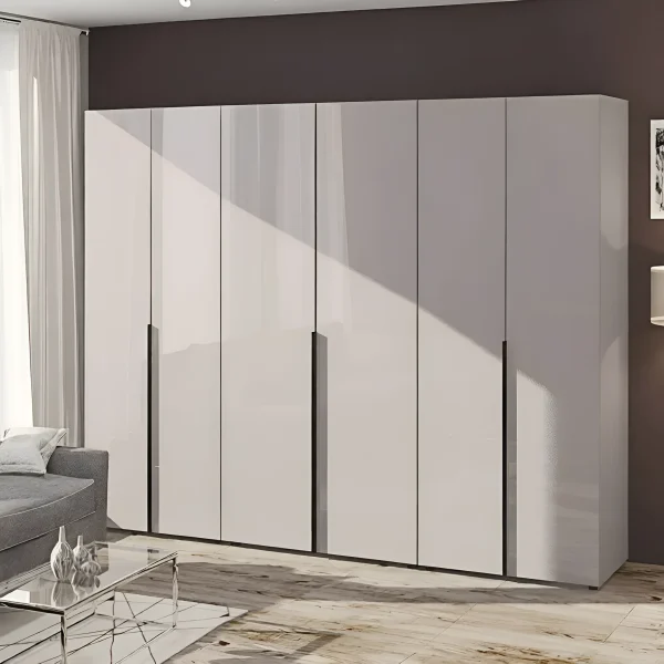 Moderner Kleiderschrank Flex 2 2,6 Meter mit Spanplatten-Fronten Kaschmir 6-türig