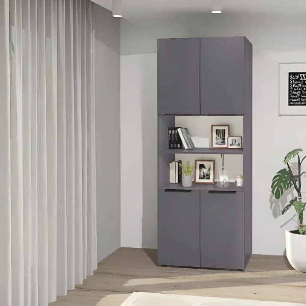 Flex 80cm Chipboard Graphite Facade Living Room Shelving Unit