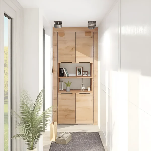 Narrow wardrobe Flex 1 meter chipboard facade Golden Oak for the hallway