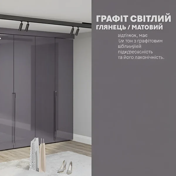 Built-in wardrobe Flex 240 cm with Graphite MDF fronts for clothes