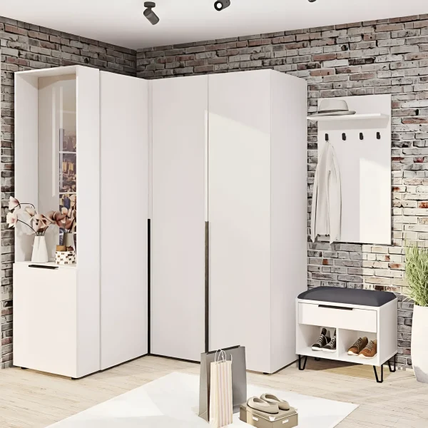 Flurset Flex 1,3 x 2,2 m Spanplatte Kaschmir-Front mit Kleiderschrank