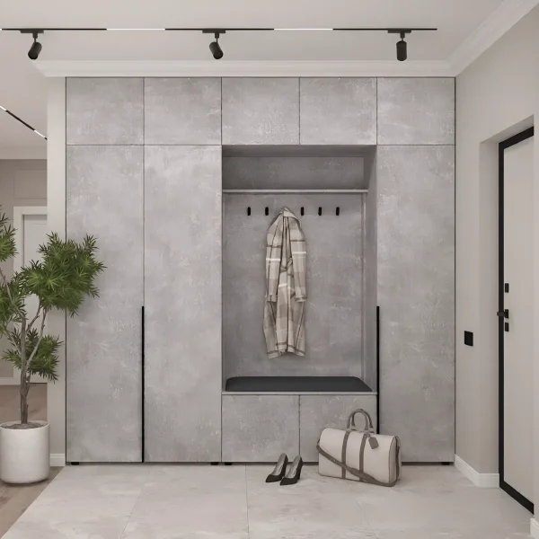 Flex 2.5m Hallway Set with Concrete Chipboard Facades and Chest of Drawers
