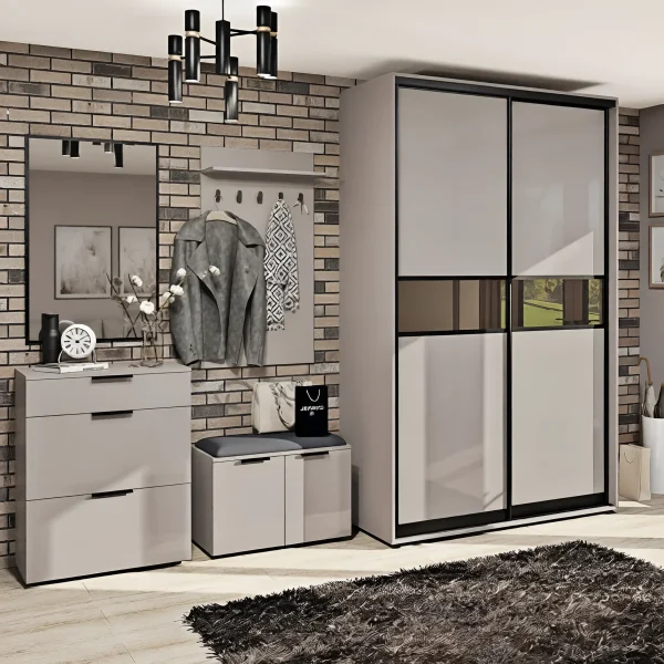 Hallway Set 2.8 m Chipboard Cashmere Front with Chest of Drawers
