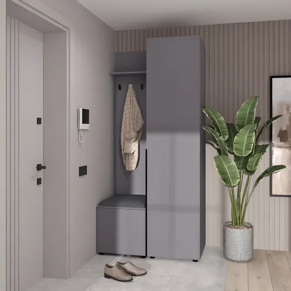 Mini hallway Flex 1000 mm chipboard graphite front with hanger