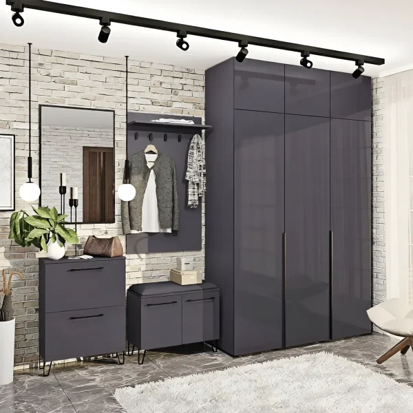 Modular Hallway Flex 2.8 m Chipboard Graphite facade floor-to-ceiling