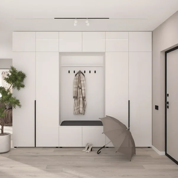 Modular hallway Flex 3 meters chipboard facade White wall-to-wall