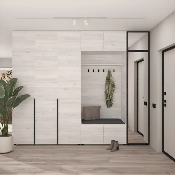 Modular hallway Flex 3 meters chipboard facade Bleached Oak with hanger