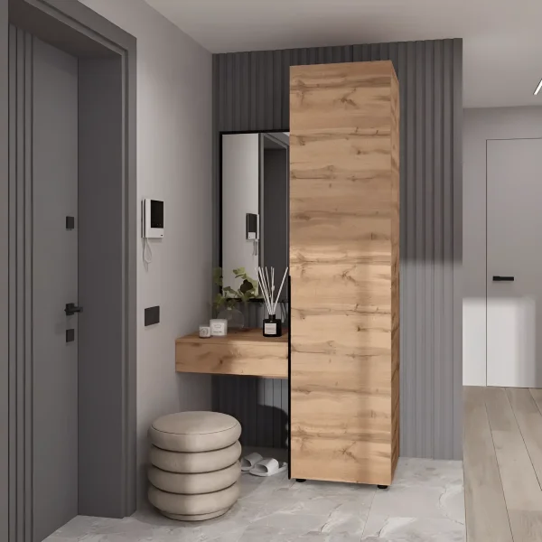 Kleine Flurgarderobe Flex 1 1 m Spanplattenfront Goldene Eiche für den Flur