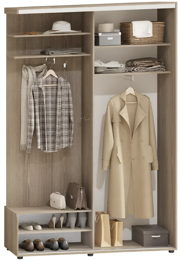 Sliding Door Hallway Unit 140 cm Chipboard White Front with Coat Rack