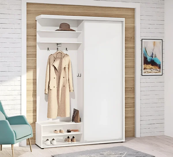 Sliding Door Hallway Unit 1200 mm with Chipboard Facades White with Hanger
