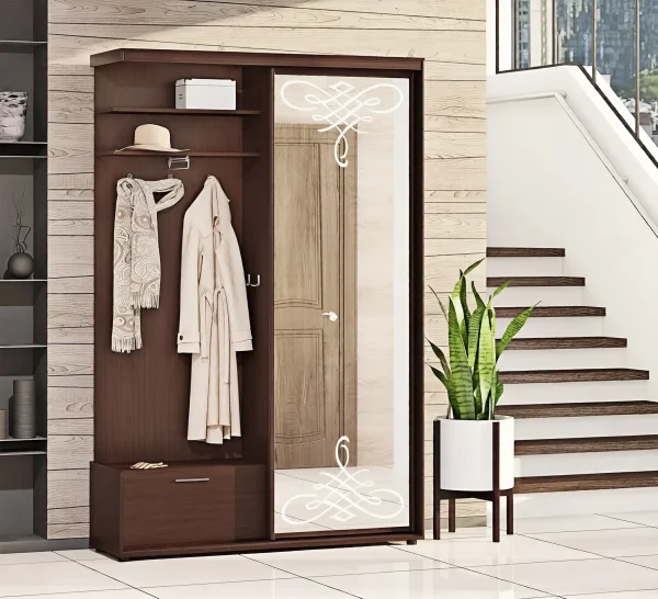 Sliding Door Wardrobe 1000 mm Mirror Wenge for Hallway