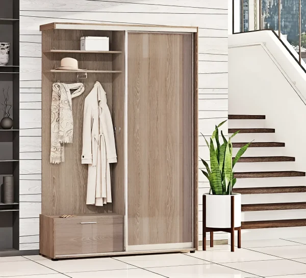 Sliding door wardrobe 1 m with Truffle Oak chipboard facades for the hallway