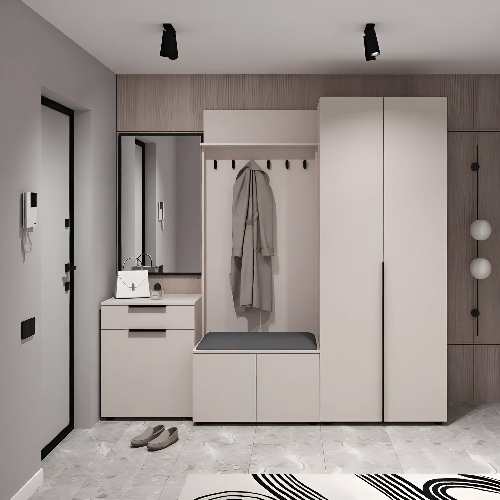 Прихожая лофт Flex 2100 мм с ДСП фасадами Кашемир с вешалкой - фото