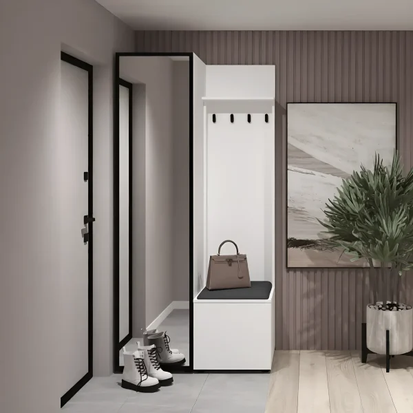 Flurgarderobe mit Spiegel Flex 1 m mit Spanplatten-Fronten Weiß für den Flur
