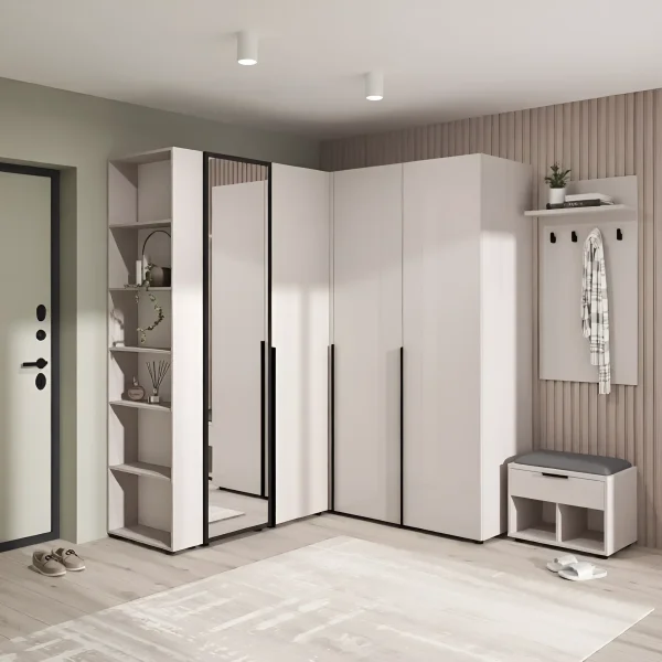 Flex hallway set with mirror and Cashmere chipboard fronts with hanger