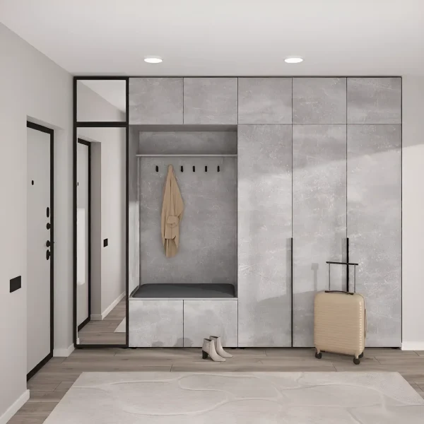 Hallway set with mirror Flex 300 cm chipboard concrete facade for the hallway