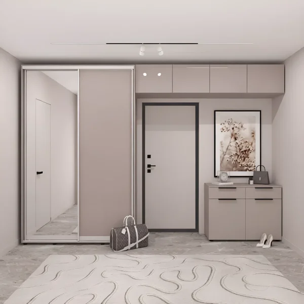 Hallway with Flex sliding wardrobe 3500 mm chipboard Toffee facade for clothes