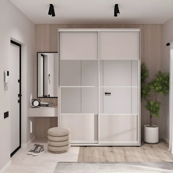 Hallway set with Flex 2.2m sliding wardrobe, chipboard, Cashmere finish for apartment