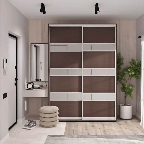 Hallway with Flex 2200 mm sliding wardrobe, chipboard Wenge front for clothes