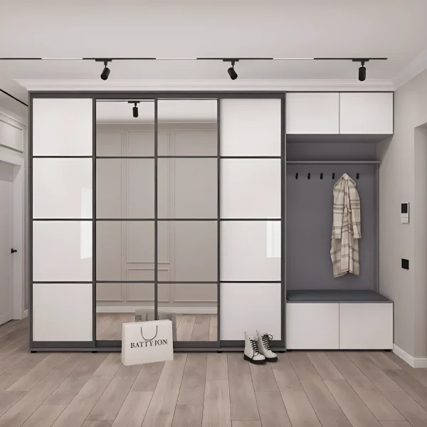 Hallway with Flex 3.6m sliding wardrobe with white chipboard facades for the hallway