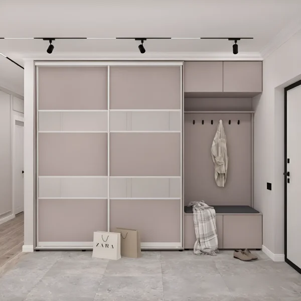 Прихожая со шкафом купе Flex 2.9 м с ДСП фасадами Кашемир в коридор